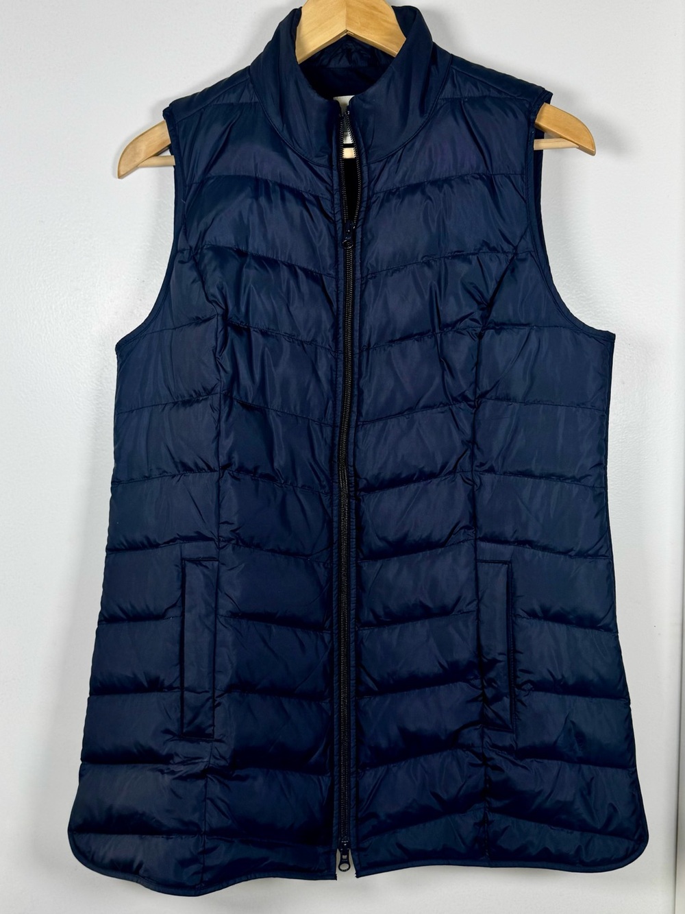 J Jill Down Puffer Vest Black Women’s Small 2 Way Zipper & Side Zips Pockets EUC